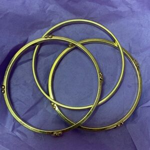 Monet & Trafari Bracelets Bundle of 3 Gold Tone Navy Blue Cream Bangle Set